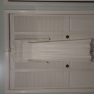 Lulu's long sleeve white maxi with lace bodice